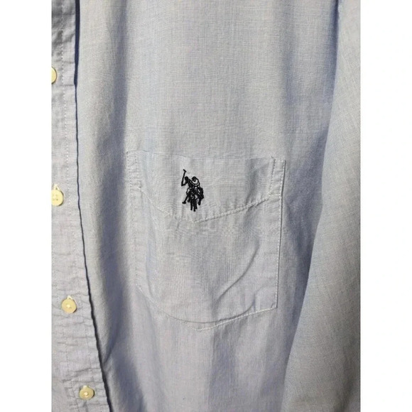 U.S. Polo Assn. Mens 100% Cotton Blue Button Down Long Sleeve Casual Shirt Sz XL - Picture 3 of 16
